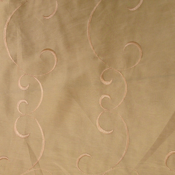 Gold Swirls Embroidery Taffeta Fabric