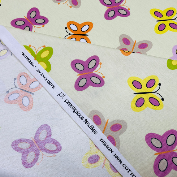 Prestigious Butterfly Print Cotton Upholstery Fabric, Yellow Prestigious Butterfly Print Cotton Upholstery Fabric, Yellow