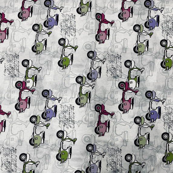 Scooters Vespas Craft Cotton Fabric, 140cm Wide