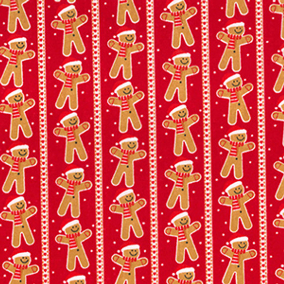 Happy Gingerbread Men Polycotton Fabric
