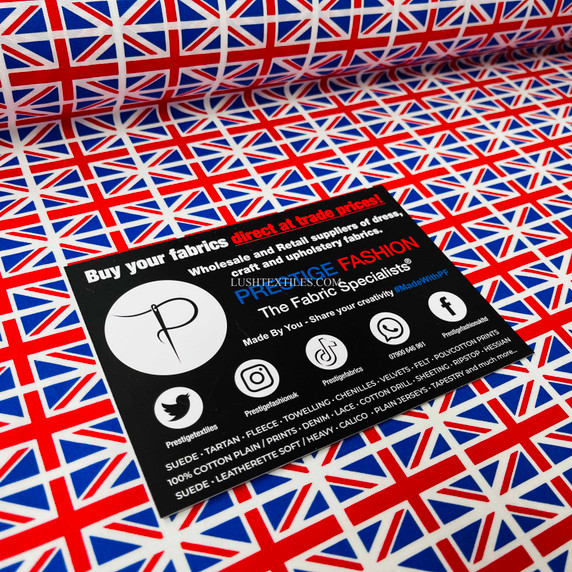 Small Jack Flags Cotton Poplin Fabric - Great Britain, GB Queens Jubilee Union Flag Union Jack Patriotic, British