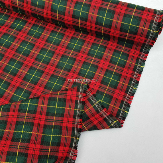 Red/Green Checks Dress Tartan PolyViscose Fabric