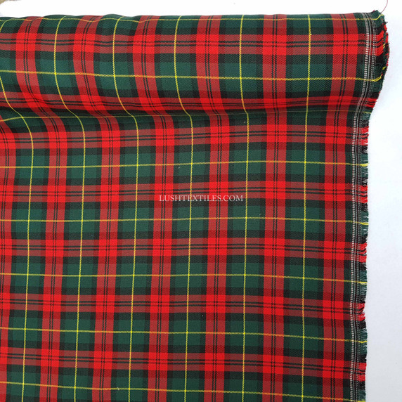 Red/Green Checks Dress Tartan PolyViscose Fabric