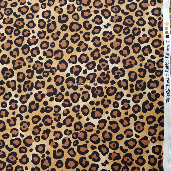 Leopard Spots Rose & Hubble Cotton Poplin Fabric, Beige