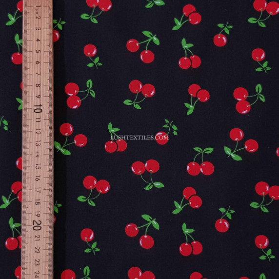 Red Cherries  Printed Polycotton Dress Craft Fabric
