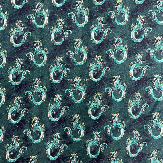 Mermaid's Scale & Dragons Digital Cotton Craft Fabric 140cm Wide, Teal