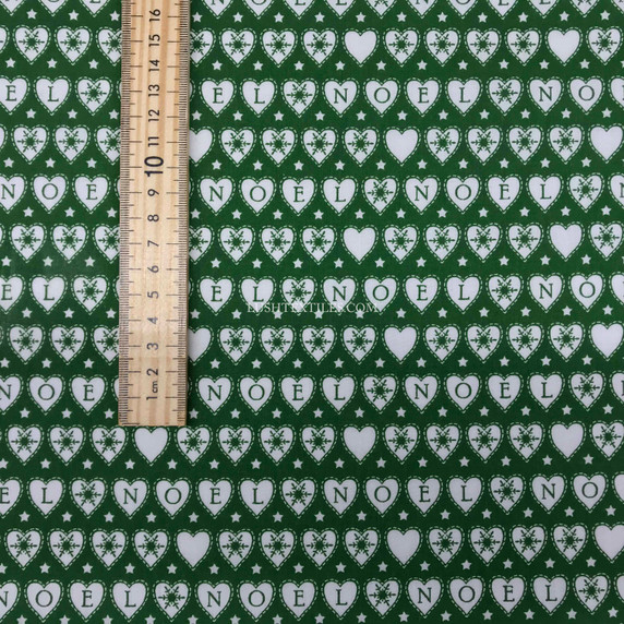 NOEL Hearts Bunting Christmas Polycotton Fabric, Green