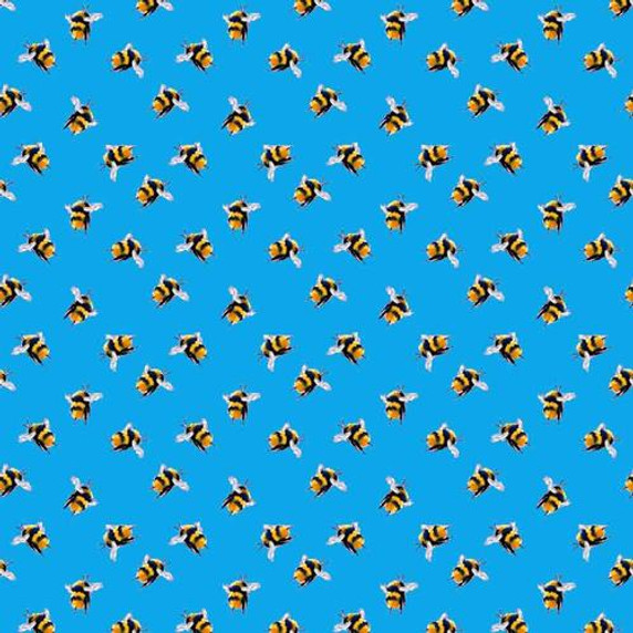 Bumblebee Digital Cotton Craft Bee Fabric 140cm Wide, Turquoise