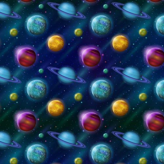 Space Planets Digital Cotton Craft Fabric, 140cm Wide