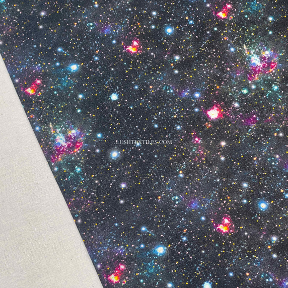 Scifi Galaxy Digital Cotton Craft Fabric 140cm Wide, Black