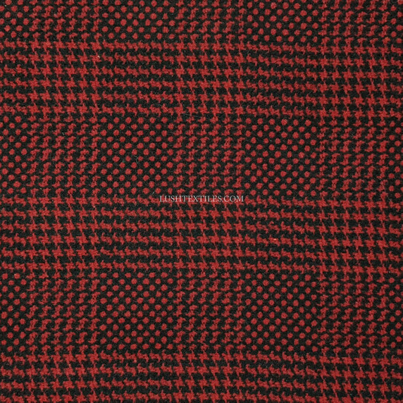 Wool Mix Dress Fabric - Prince Of Wales Red & Black Check