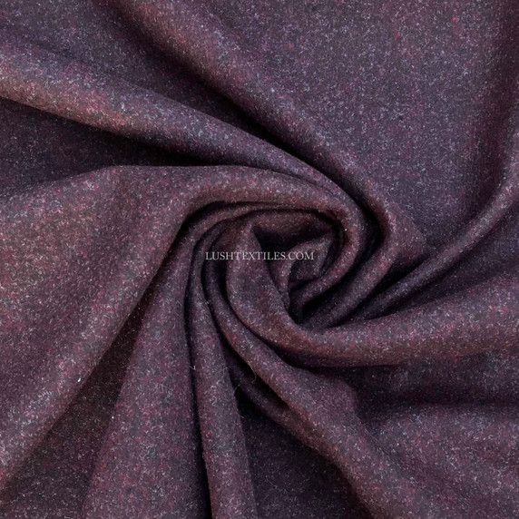 Plain Wool Blend Fabric,  Dark Red