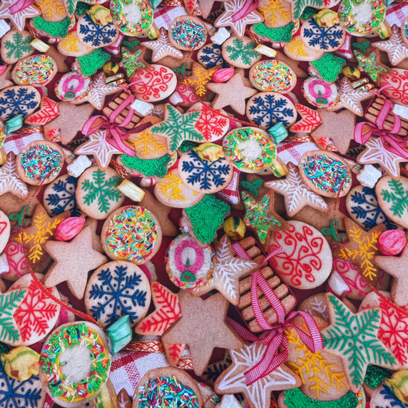 Christmas Cookies Print Digital Cotton Fabric