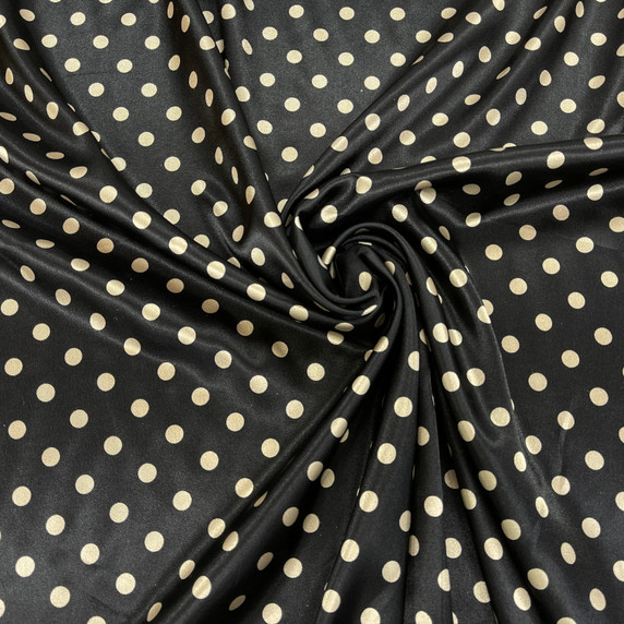 Mini Beige Polka Dot Spots Satin, Black