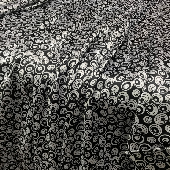 Black & White Printed Abstract Spots Dress Satin
