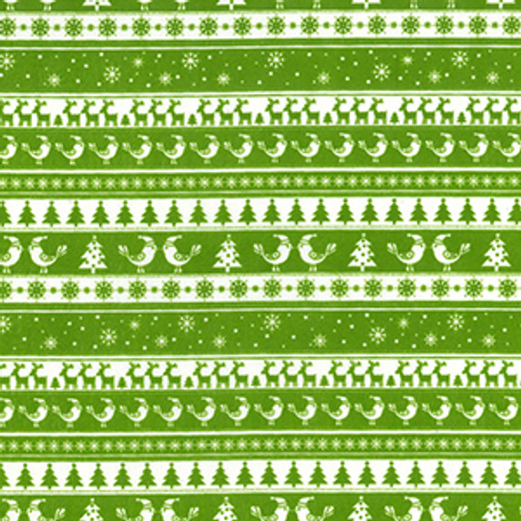 Fair Isle Christmas Jumper Print Polycotton Fabric, Green