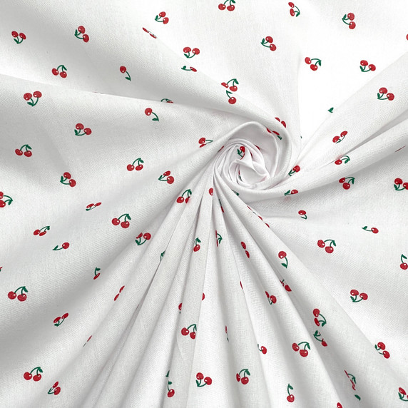 Small Cherries Print Polycotton Craft Fabric