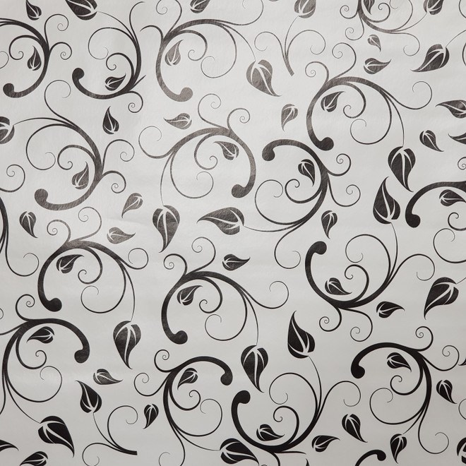 By The Metre Black Floral Leaf PVC