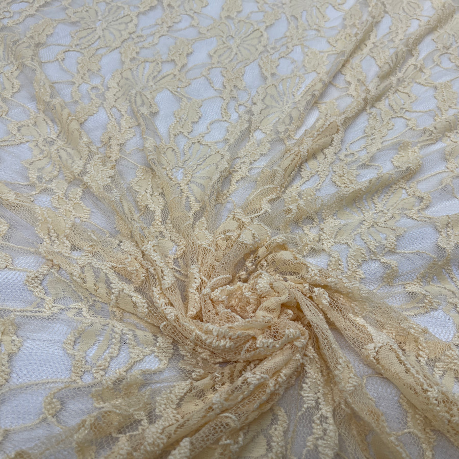 Spandex Floral Dress Lace Fabric, Beige Spandex Floral Dress Lace Fabric, Beige