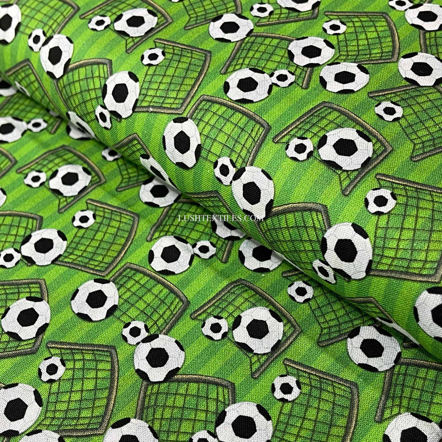 Football Candy Stripe Digital Cotton Craft Fabric 140cm Wide, Green Football Candy Stripe Digital Cotton Craft Fabric 140cm Wide, Green
