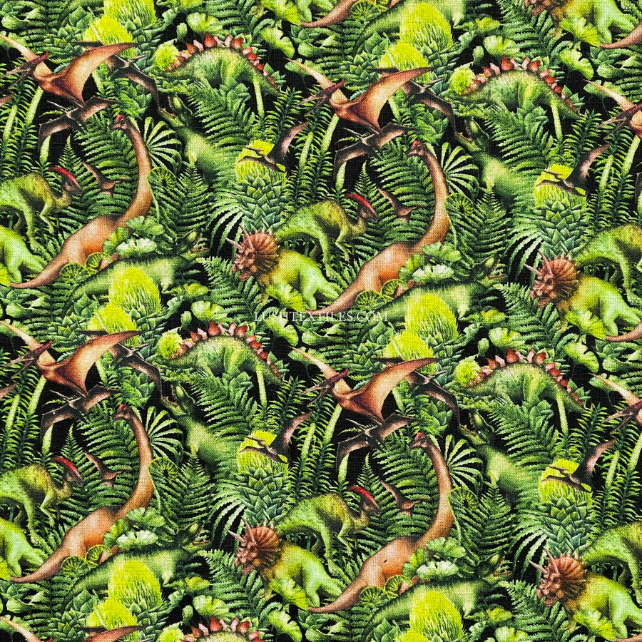 Jurassic World Dinosaurs Digital Cotton Craft Fabric 140cm Wide, Green Jurassic World Dinosaurs Digital Cotton Craft Fabric 140cm Wide, Green