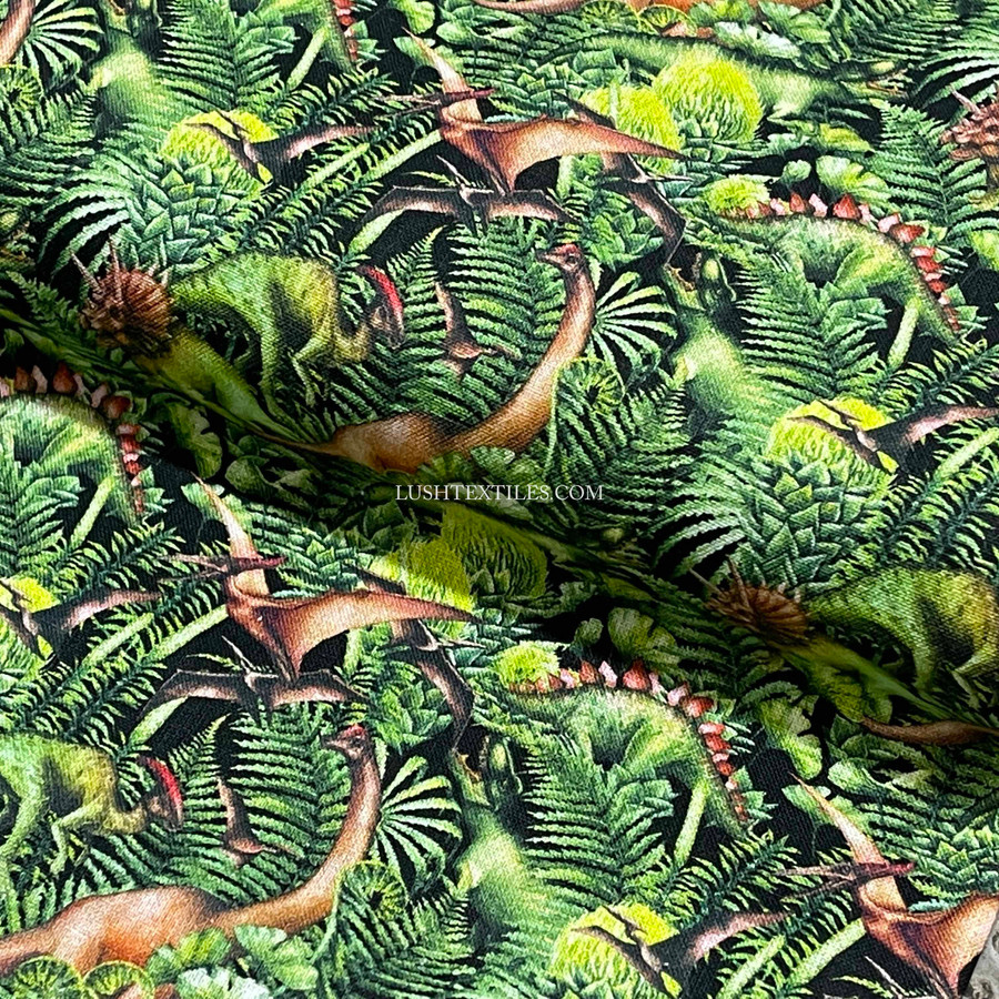 Jurassic World Dinosaurs Digital Cotton Craft Fabric 140cm Wide, Green Jurassic World Dinosaurs Digital Cotton Craft Fabric 140cm Wide, Green