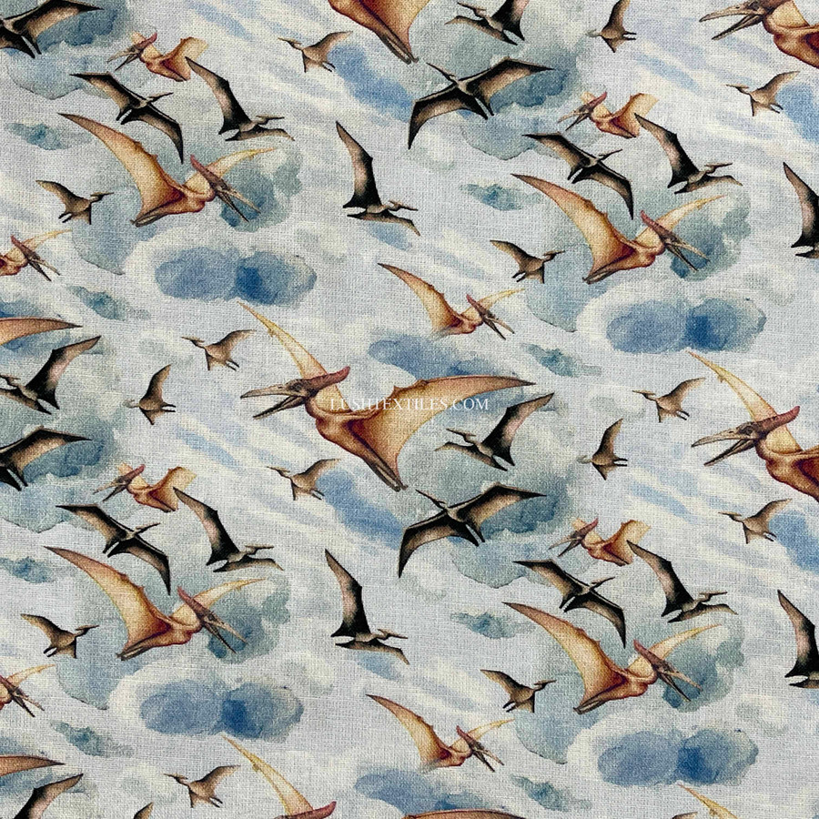 Pterosaurs Jurassic World Digital Cotton Craft Fabric 140cm Wide, Sky Pterosaurs Jurassic World Digital Cotton Craft Fabric 140cm Wide, Sky
