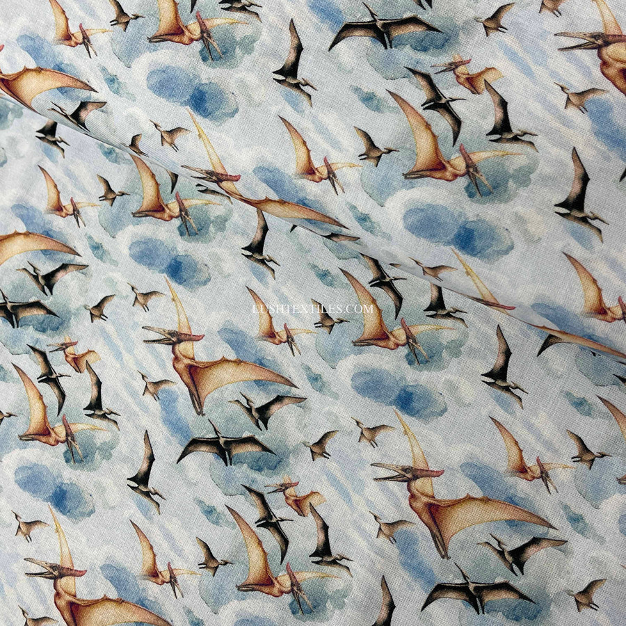 Pterosaurs Jurassic World Digital Cotton Craft Fabric 140cm Wide, Sky Pterosaurs Jurassic World Digital Cotton Craft Fabric 140cm Wide, Sky