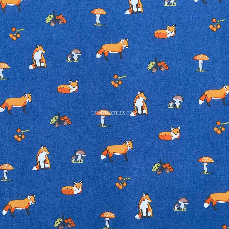 Mr Fox Polycotton Craft Fabric, Blue Mr Fox Polycotton Craft Fabric, Blue