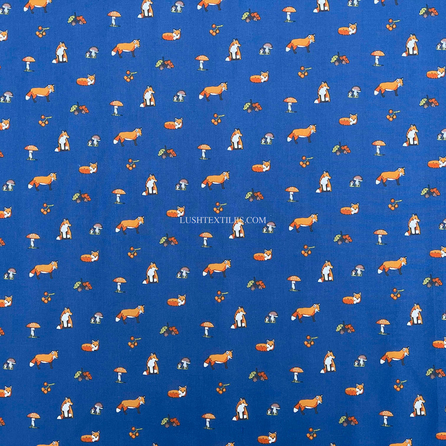 Mr Fox Polycotton Craft Fabric, Blue Mr Fox Polycotton Craft Fabric, Blue
