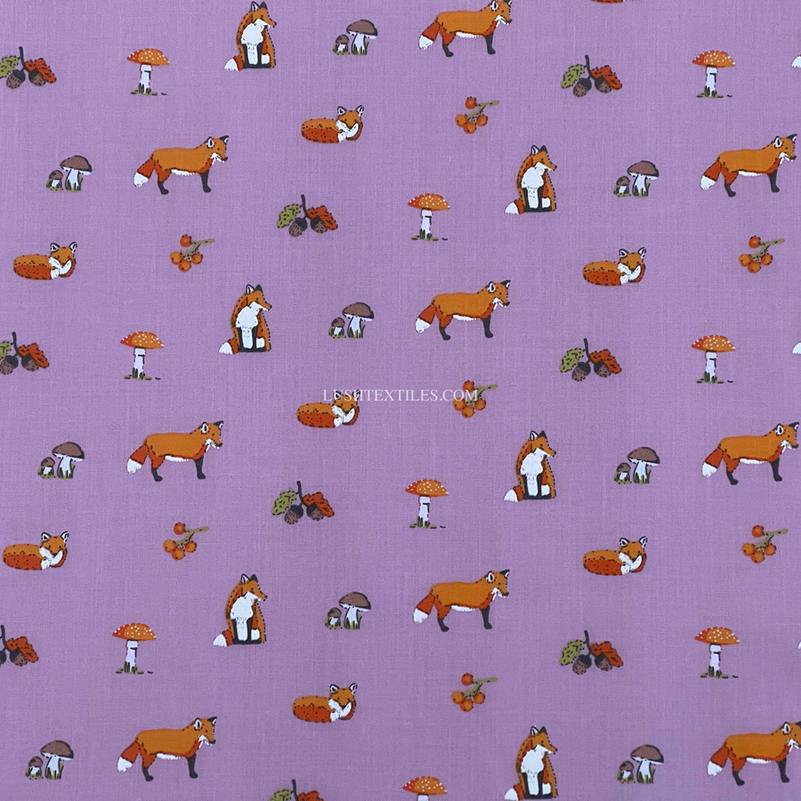 Mr Fox & Acorn Print Polycotton Fabric, Pink Mr Fox & Acorn Print Polycotton Fabric, Pink
