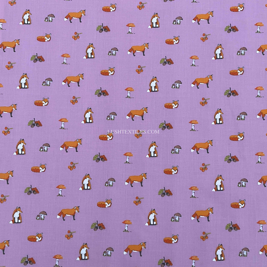 Mr Fox & Acorn Print Polycotton Fabric, Pink Mr Fox & Acorn Print Polycotton Fabric, Pink