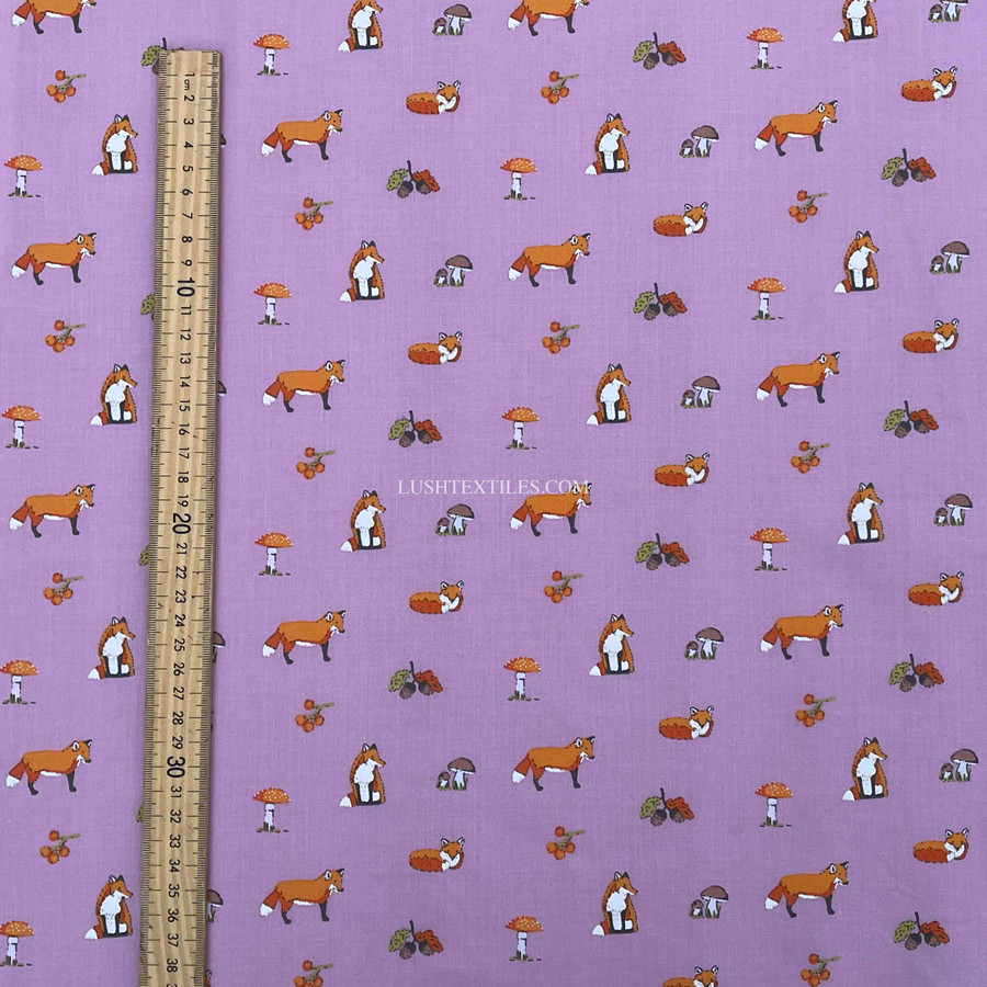 Mr Fox & Acorn Print Polycotton Fabric, Pink Mr Fox & Acorn Print Polycotton Fabric, Pink