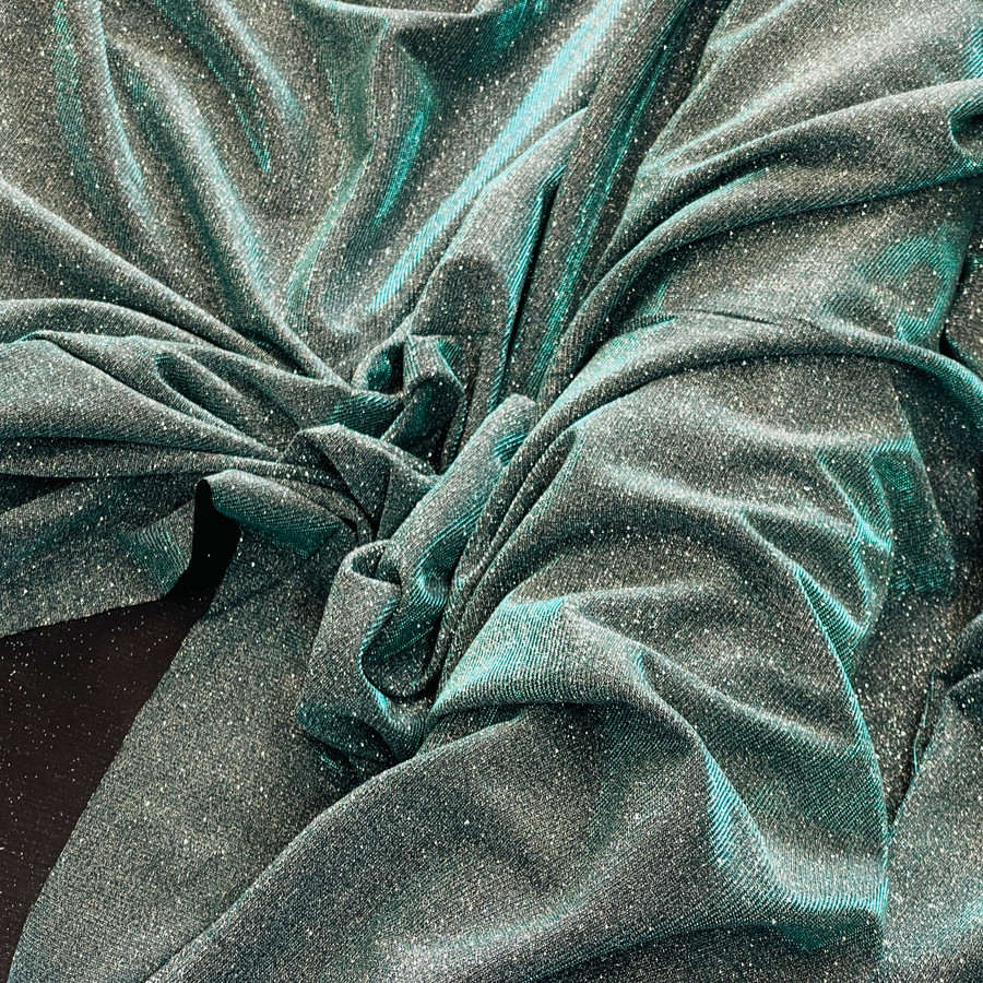 Moonlight Glitter Sparkle Fabric, Silver/Green Moonlight Glitter Sparkle Fabric, Silver/Green