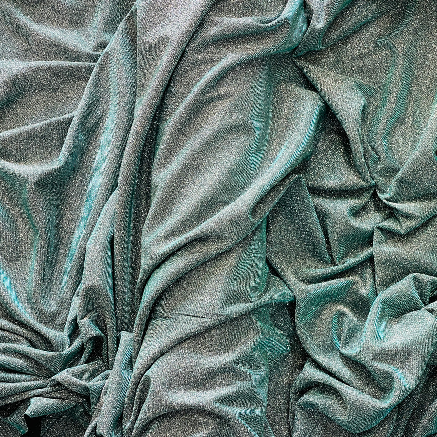 Moonlight Glitter Sparkle Fabric, Silver/Green Moonlight Glitter Sparkle Fabric, Silver/Green