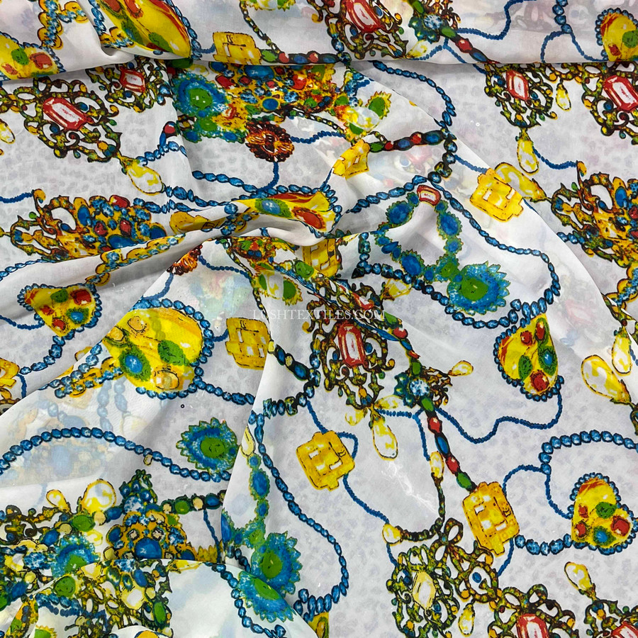 Chains Print Dress Chiffon Fabric Chains Print Dress Chiffon Fabric