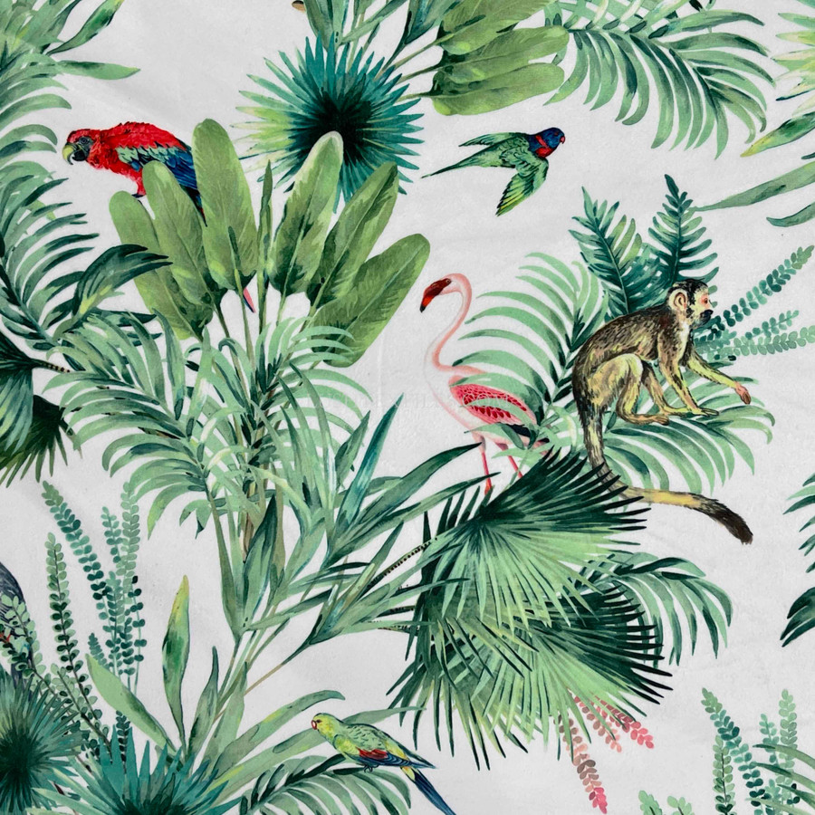 Amazon Tropical  Digital Print Plush Velvet Curtain Fabric, Natural Amazon Tropical  Digital Print Plush Velvet Curtain Fabric, Natural