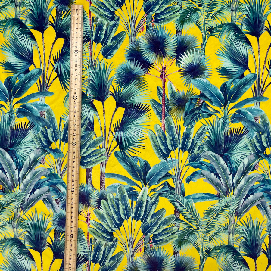 Palm Springs Digital Print Plush Velvet Curtain Fabric, Summer Palm Springs Digital Print Plush Velvet Curtain Fabric, Summer