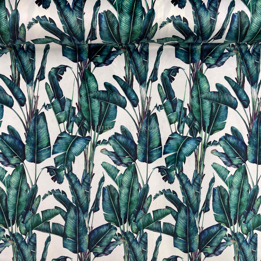 Paradise Floral Digital Print Plush Velvet Curtain Fabric, Natural Paradise Floral Digital Print Plush Velvet Curtain Fabric, Natural