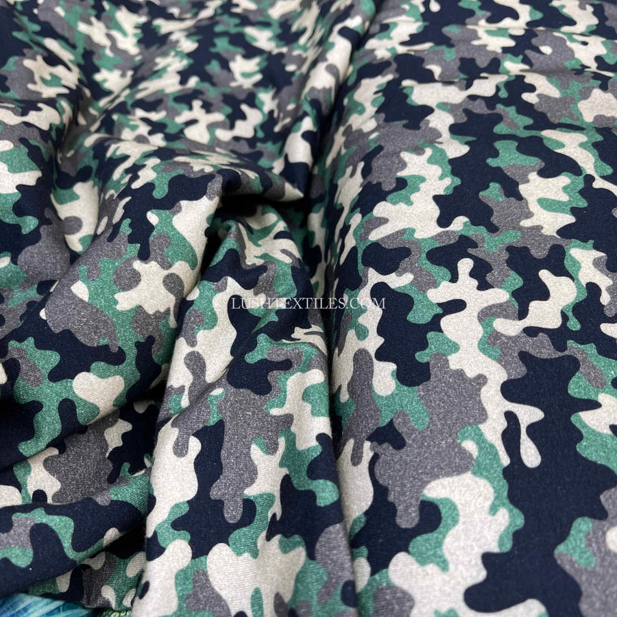 Army Camo Cotton Jersey Stretch Fabric,  Jungle Army Camo Cotton Jersey Stretch Fabric,  Jungle