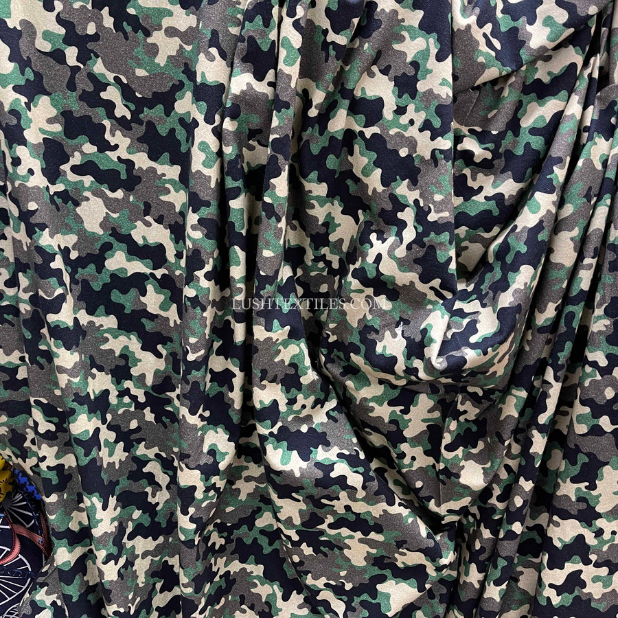 Army Camo Cotton Jersey Stretch Fabric,  Jungle Army Camo Cotton Jersey Stretch Fabric,  Jungle