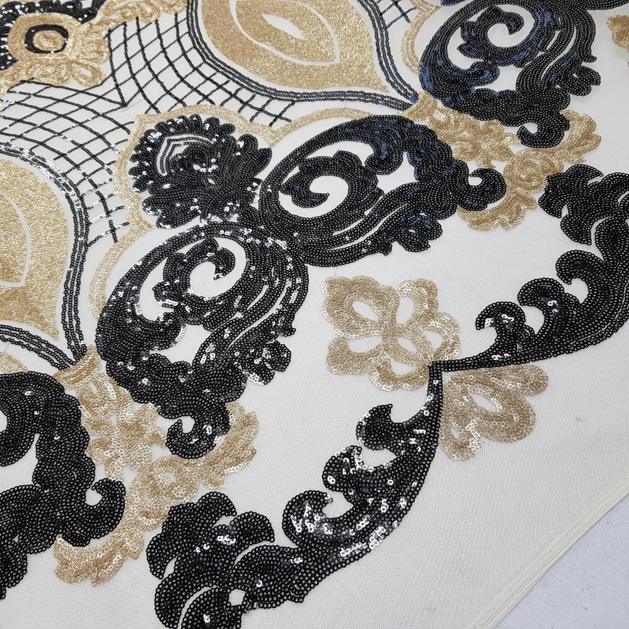 Damask Heavy Sequin Lace Power Net Dress Fabric Damask Heavy Sequin Lace Power Net Dress Fabric