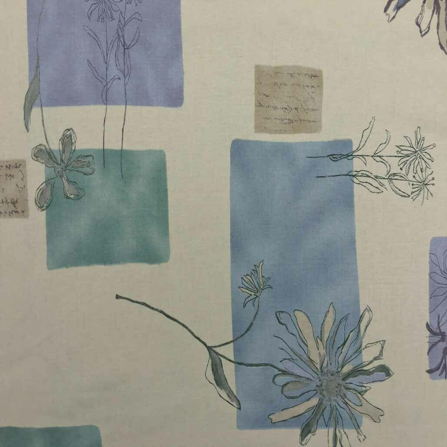 Cream Cotton Lilac & Green Flowers Quilting Canvas Fabric Cream Cotton Lilac & Green Flowers Quilting Canvas Fabric
