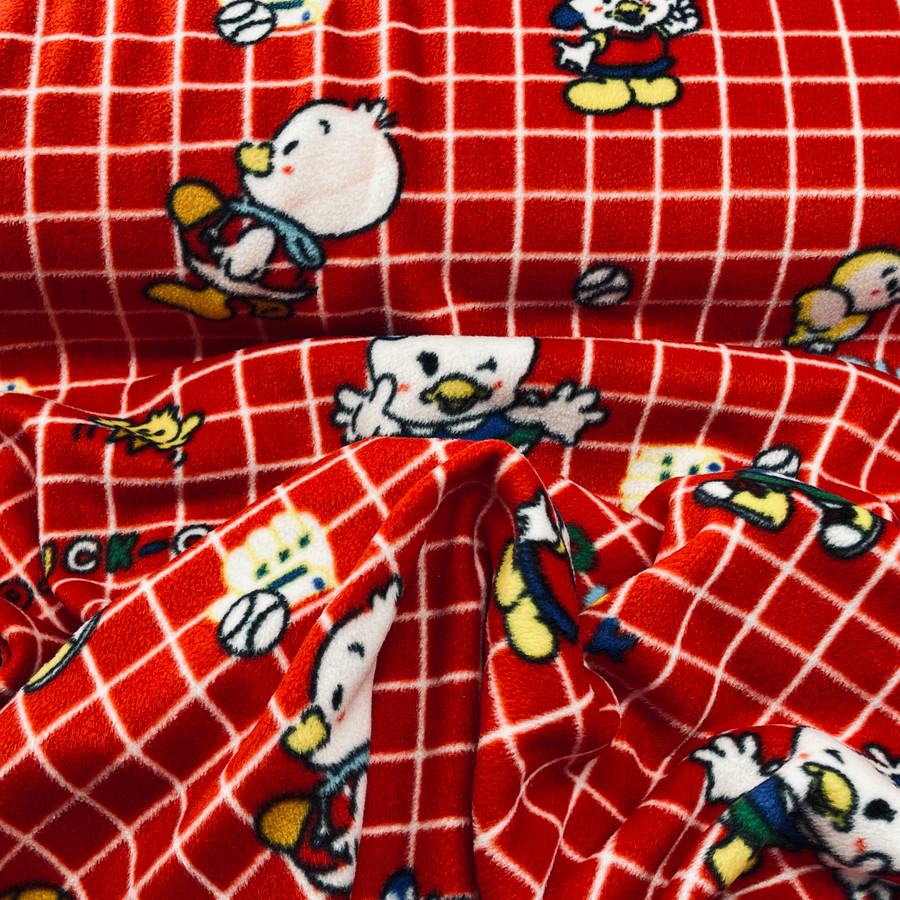 D.D. Duck Printed Polar Fleece Fabric, Red D.D. Duck Printed Polar Fleece Fabric, Red