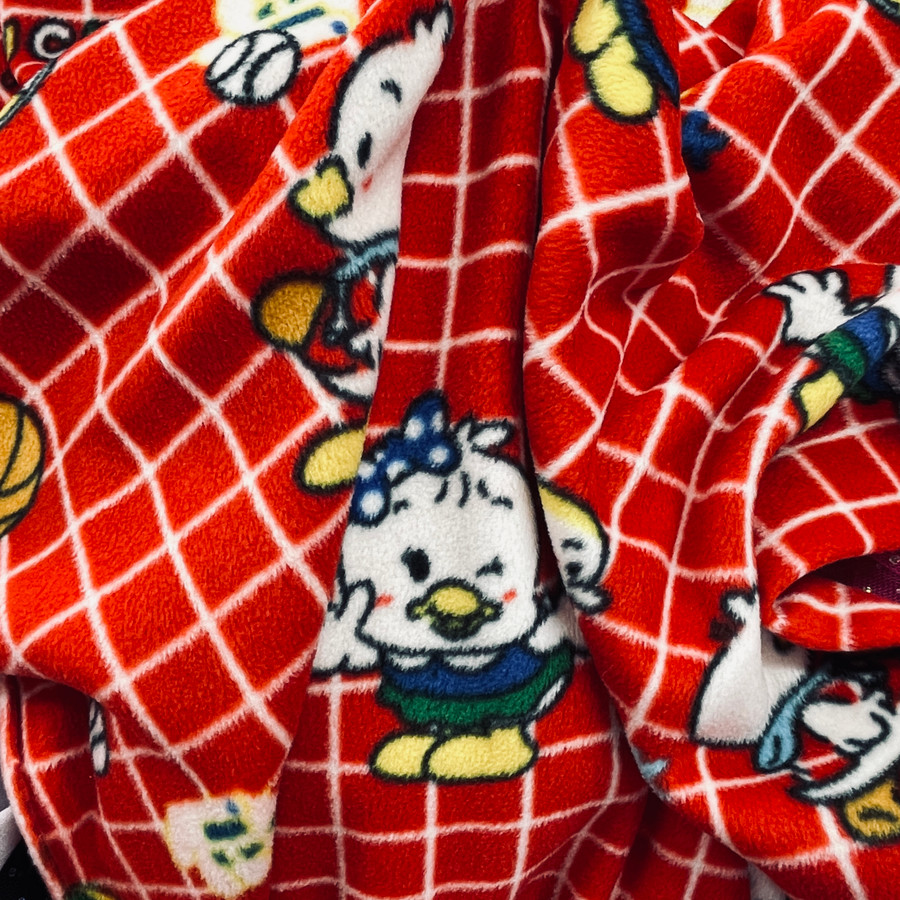 D.D. Duck Printed Polar Fleece Fabric, Red D.D. Duck Printed Polar Fleece Fabric, Red