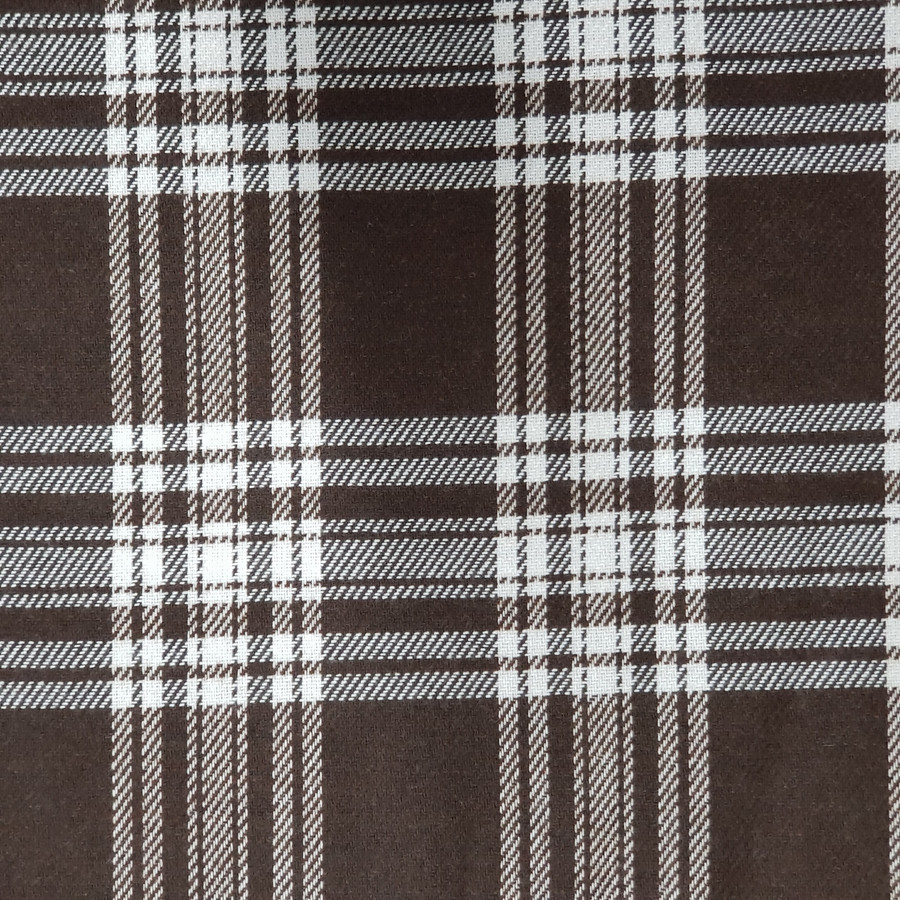Tartan Check Wool Blend Fabric,  Brown Tartan Check Wool Blend Fabric,  Brown