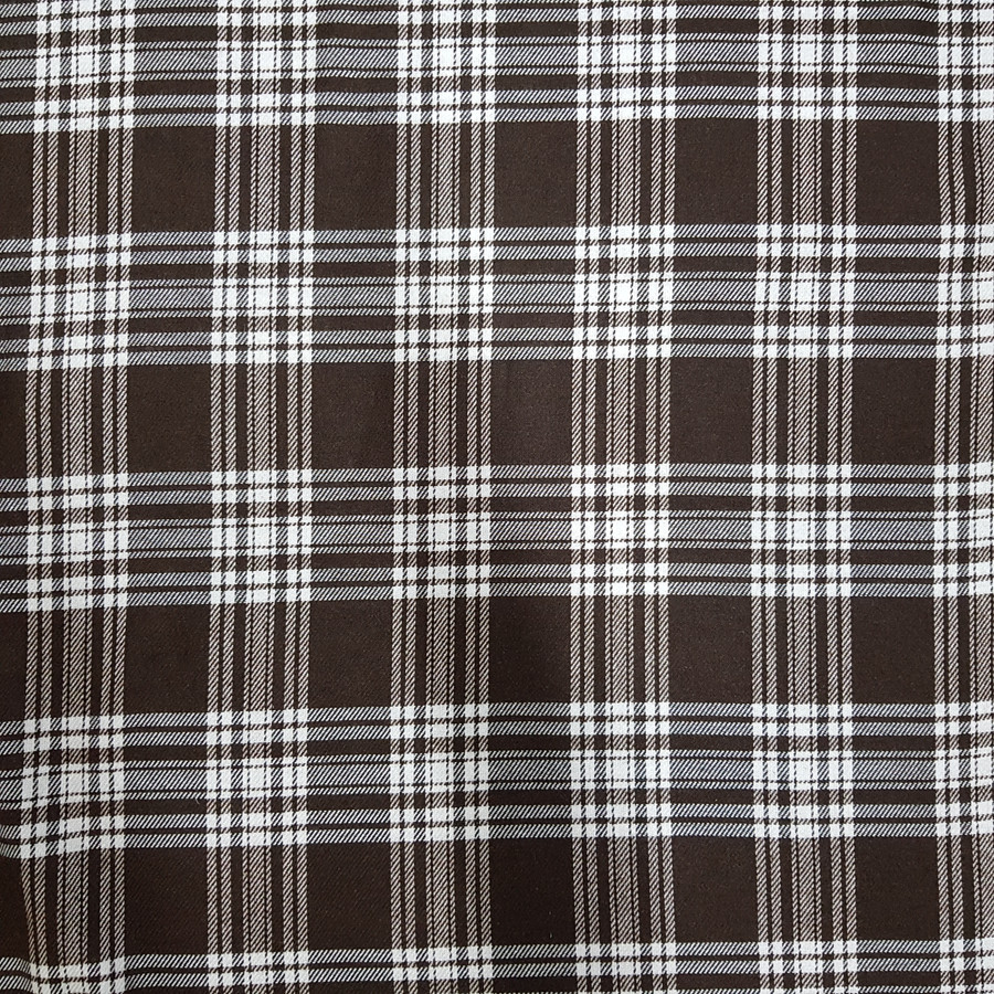 Tartan Check Wool Blend Fabric,  Brown Tartan Check Wool Blend Fabric,  Brown