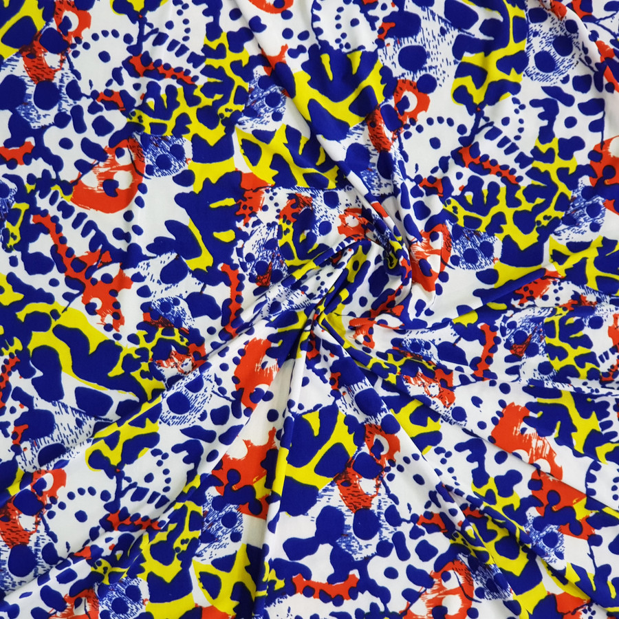 Camo Abstract Print Lycra Dress Fabric, White Camo Abstract Print Lycra Dress Fabric, White