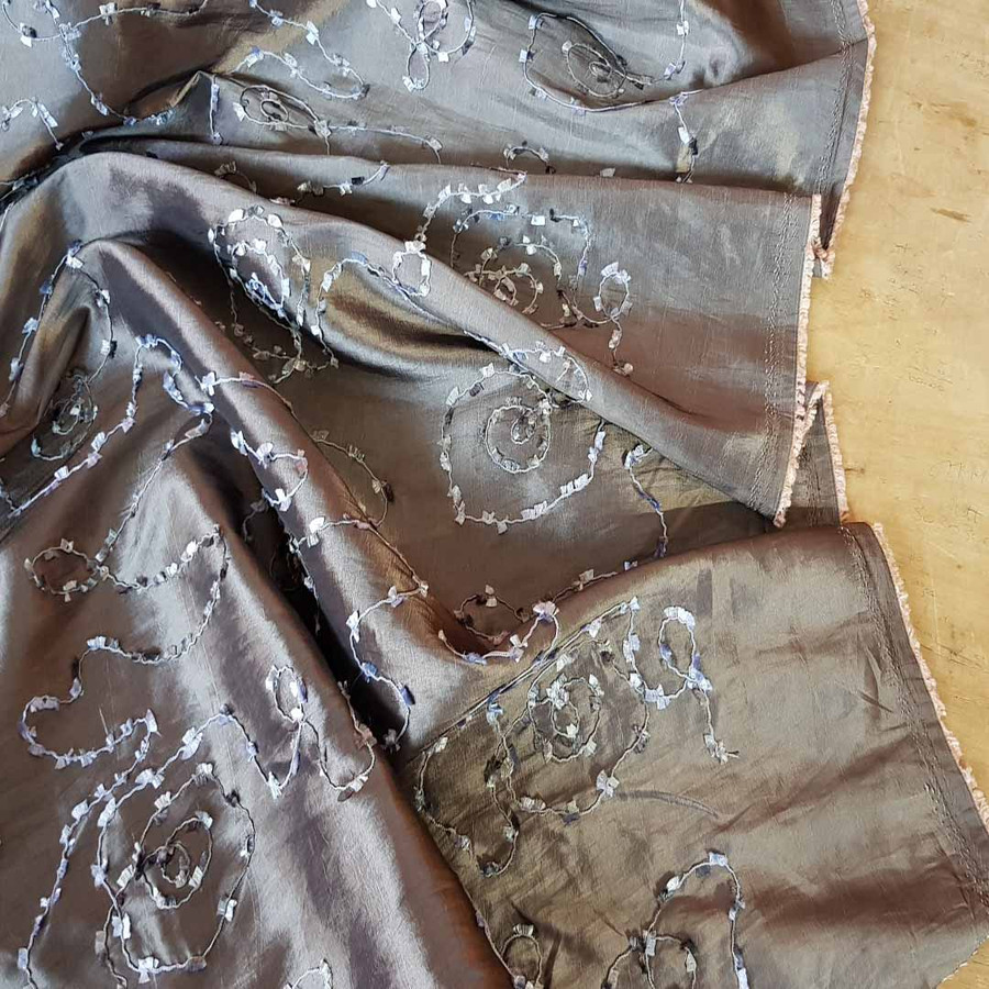 Rope Embroidery Taffeta Fabric, Bronze Rope Embroidery Taffeta Fabric, Bronze