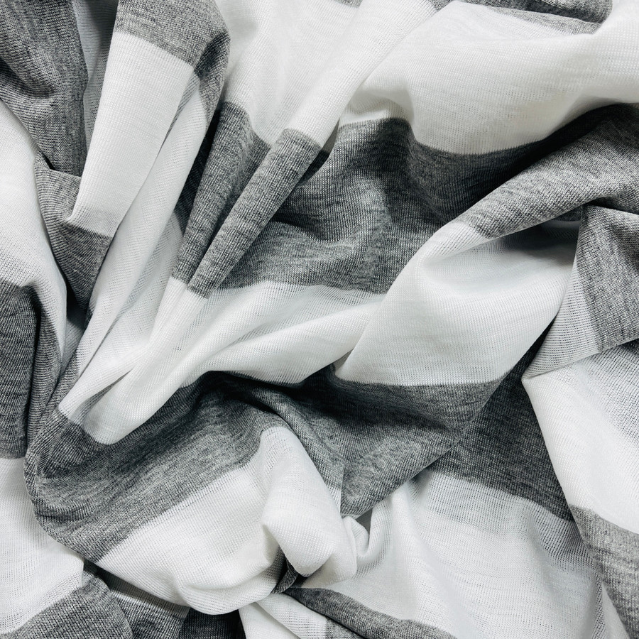 6cm Thick Striped Spandex Jersey Dress Fabric, Grey/White 6cm Thick Striped Spandex Jersey Dress Fabric, Grey/White